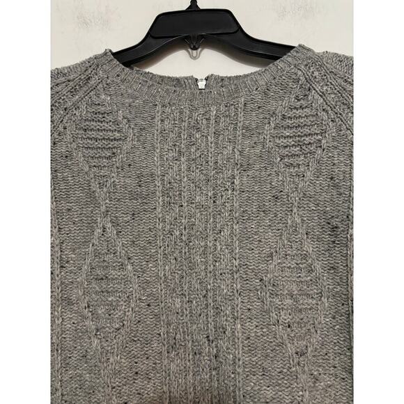 Madewell Palaside Merino Wool Zipper Back Gray Cable Knit Sweater XS - Picture 4 of 7